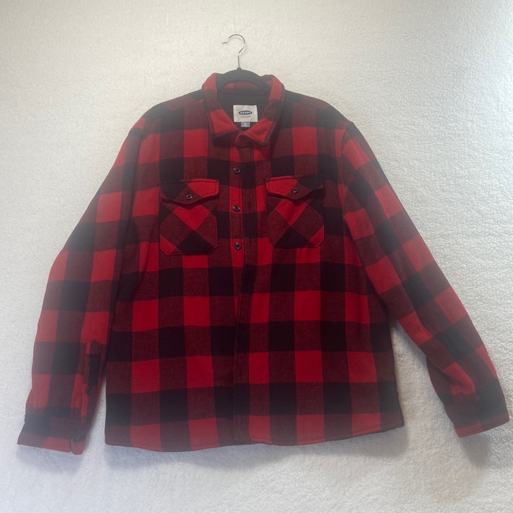 Old Navy Insulated Button Down. Red And Black Che… - image 1